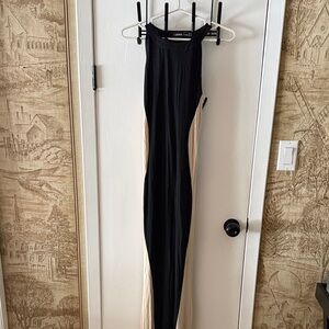 L'Academie Black and Cream Maxi Dress